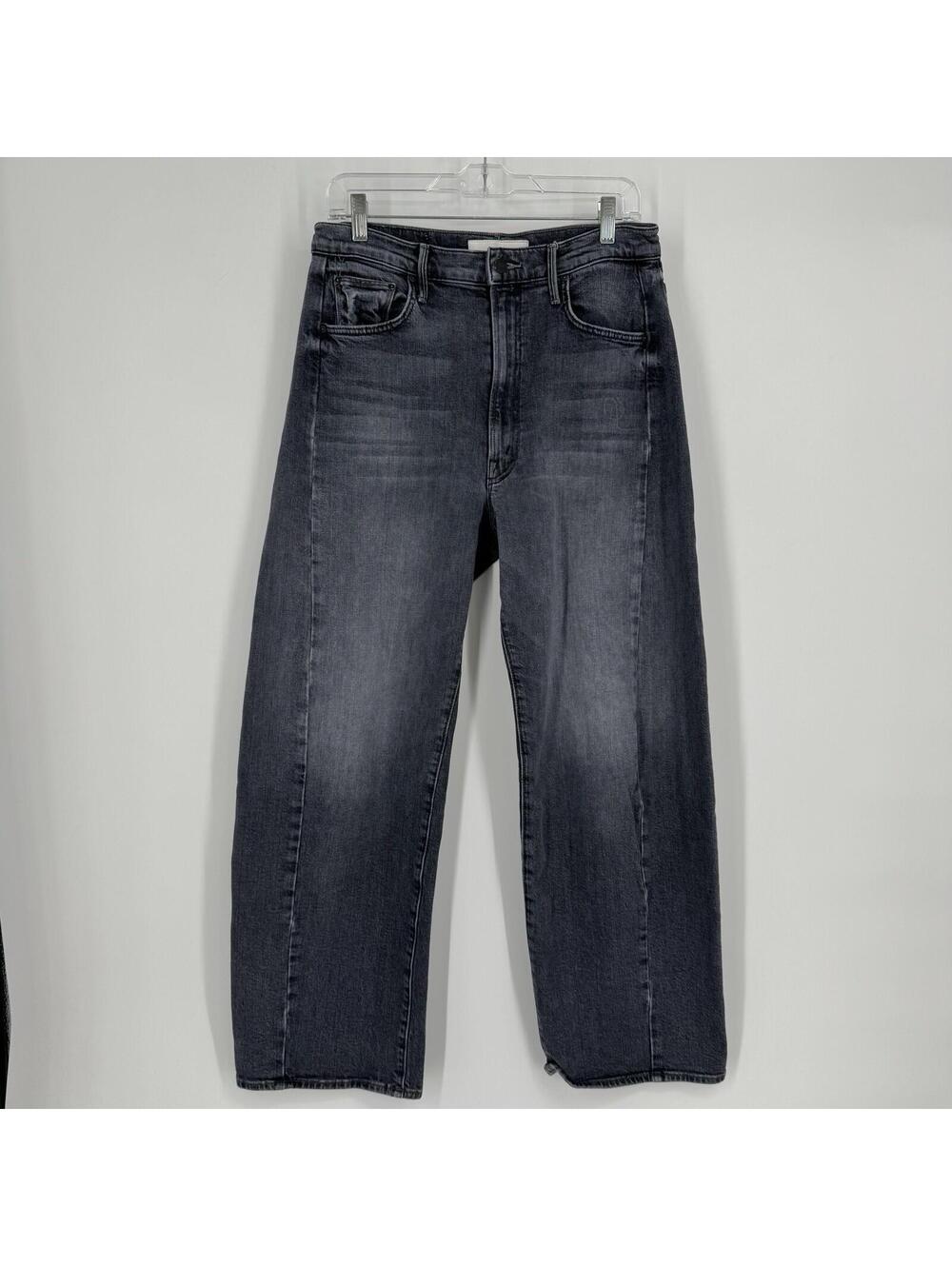 Mother jeans 30 black half pipe flood barrel high rise wide leg baggy loose
